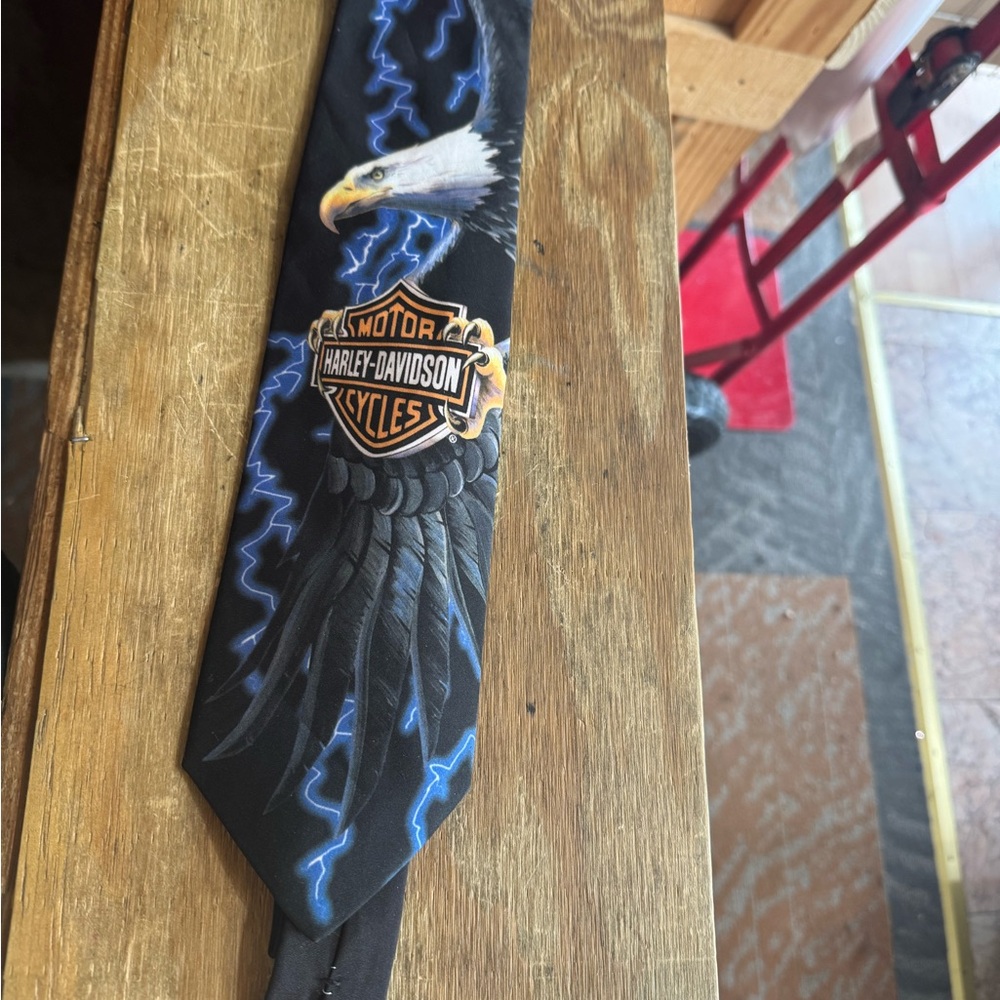 Consignment item..
Harley-Davidson Black and Blue Eagle Tie